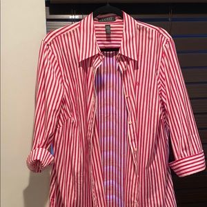 MOVING SALE Ralph Lauren pink and white stripped button down